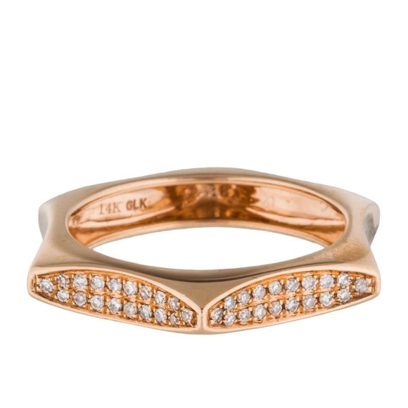 Solid 14K Rose Gold Diamonds Hexagon Ring - Picture 17 of 17